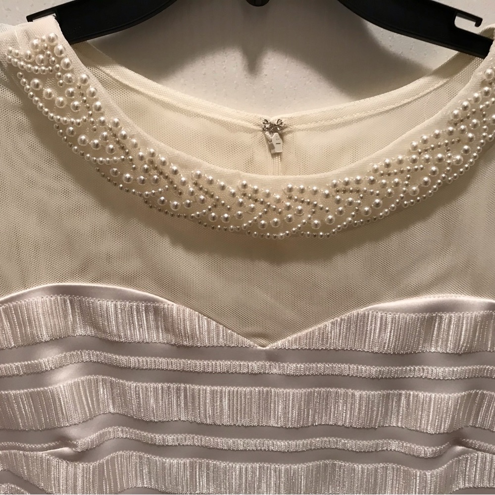 Studio One Ivory Dress with Pearl Neckline. Size 8. NWT.